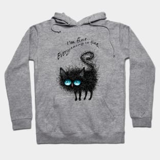 Scruffy Funny Black Cat Hoodie